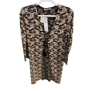 NEW PAPARAZZI FASHION women's paisley print tassels duster in black